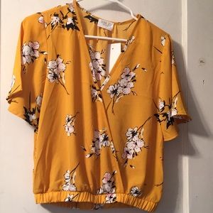 Yellow floral crop top